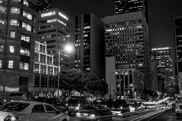wilshire boulevard and figueroa at night  horizon Print