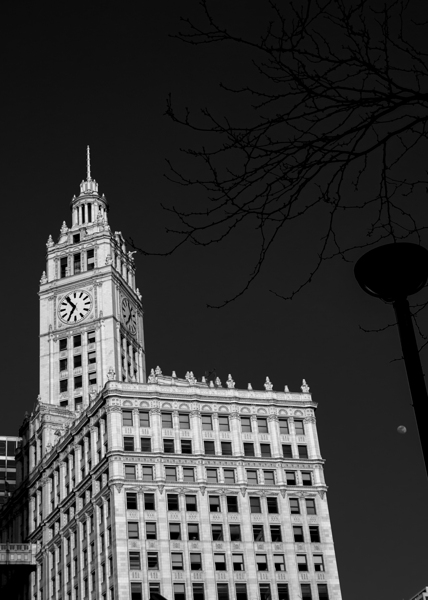 wrigley building clock  vertical 49 654 13k Print