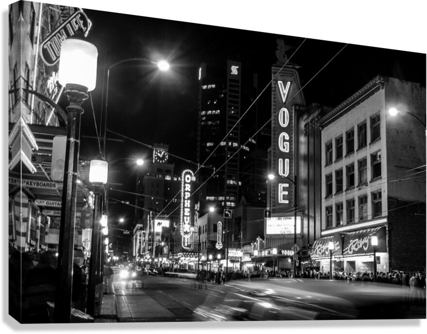 vogue theater at night granville street  horizont Canvas Print