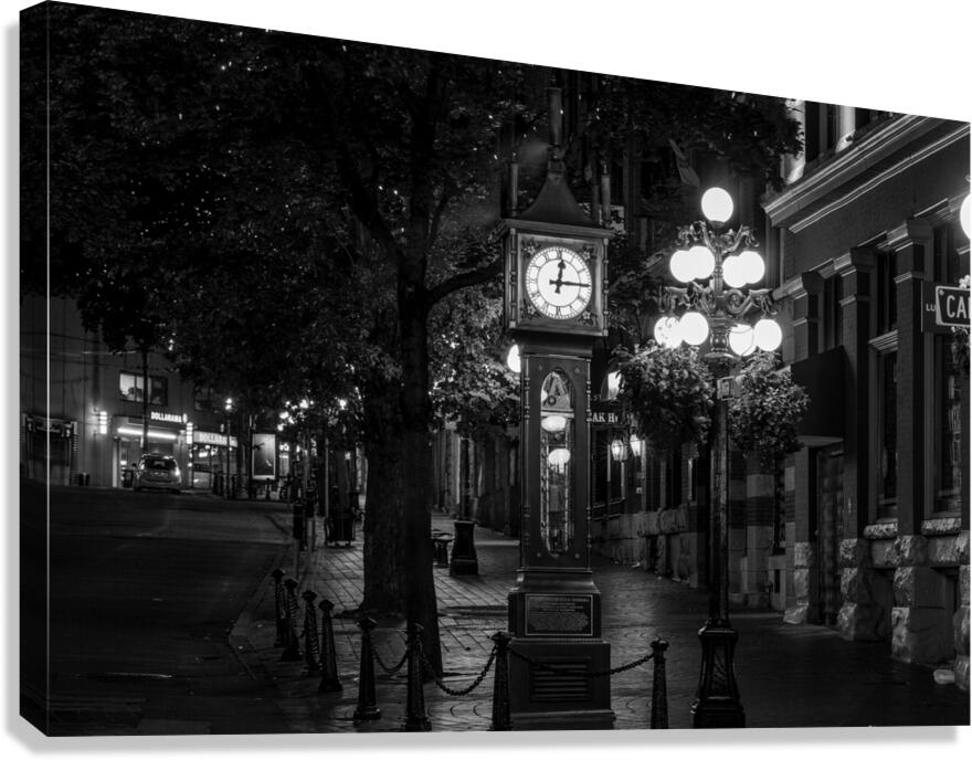 gastown steam clock water street at night  horizo Canvas Print