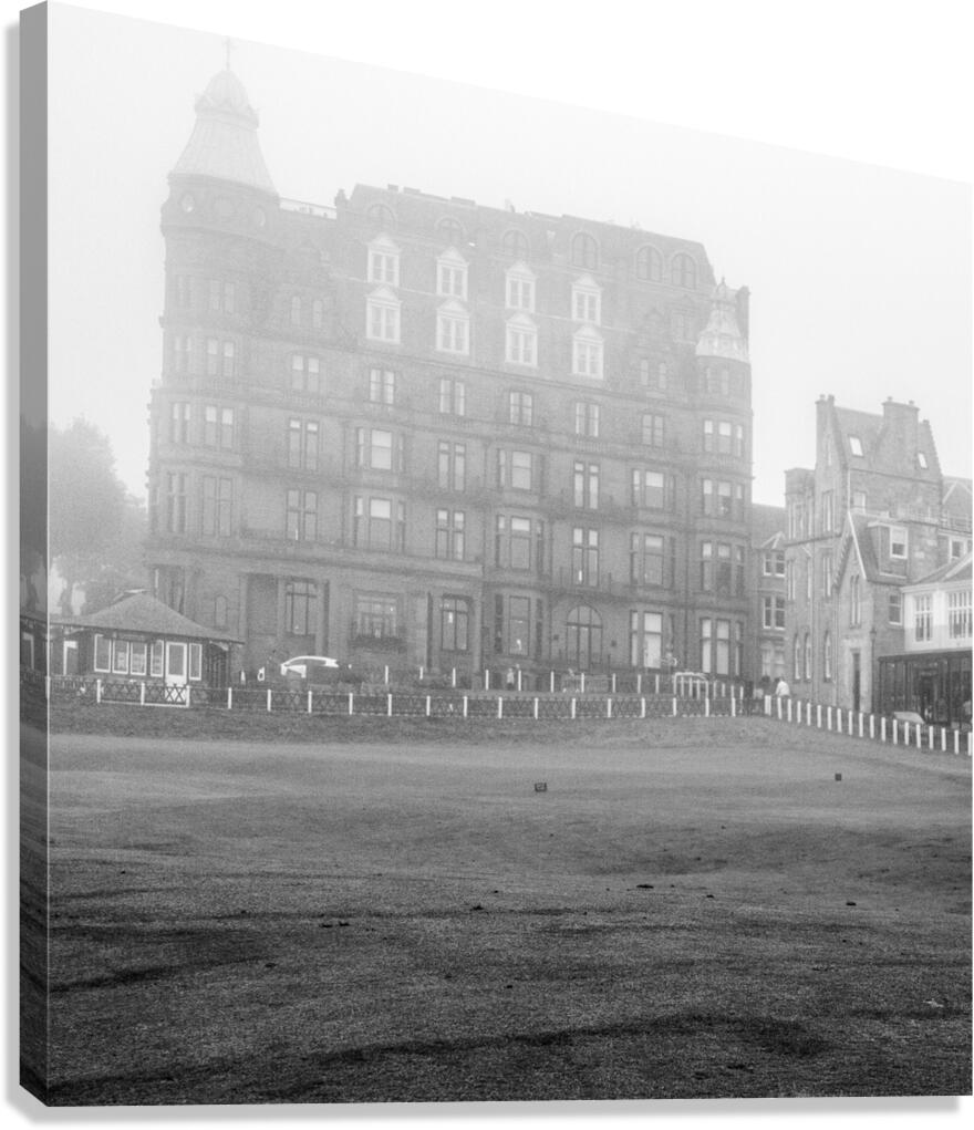 foggy 18th hole st andrews  square 4646 Kilrymont Canvas Print