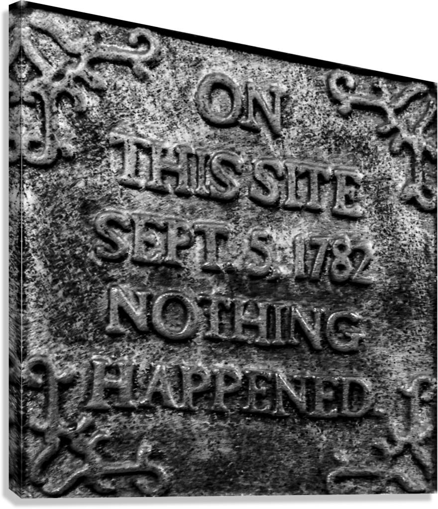 on this site nothing happened  square 4686 Nothin Canvas Print