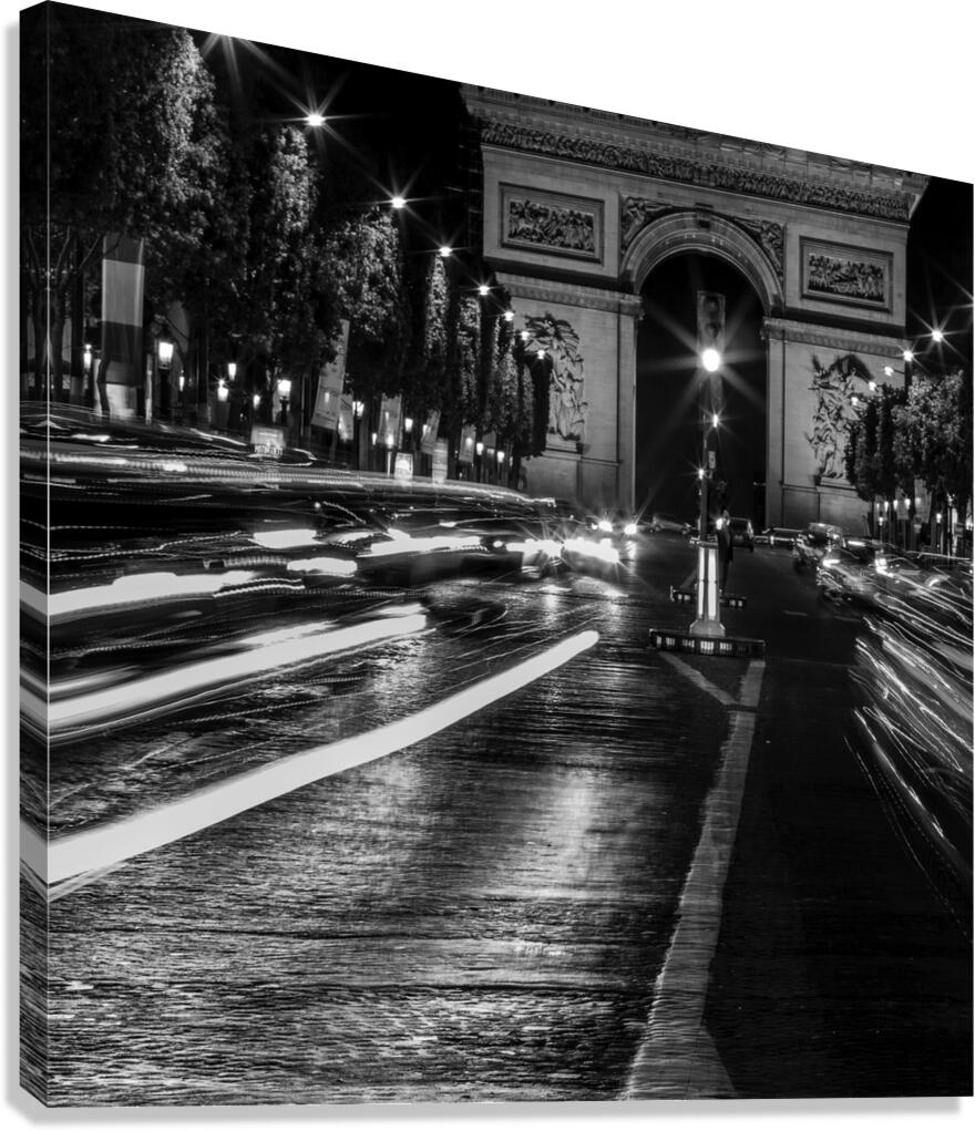 arc de triomphe on champs elysees at night  squar Canvas Print