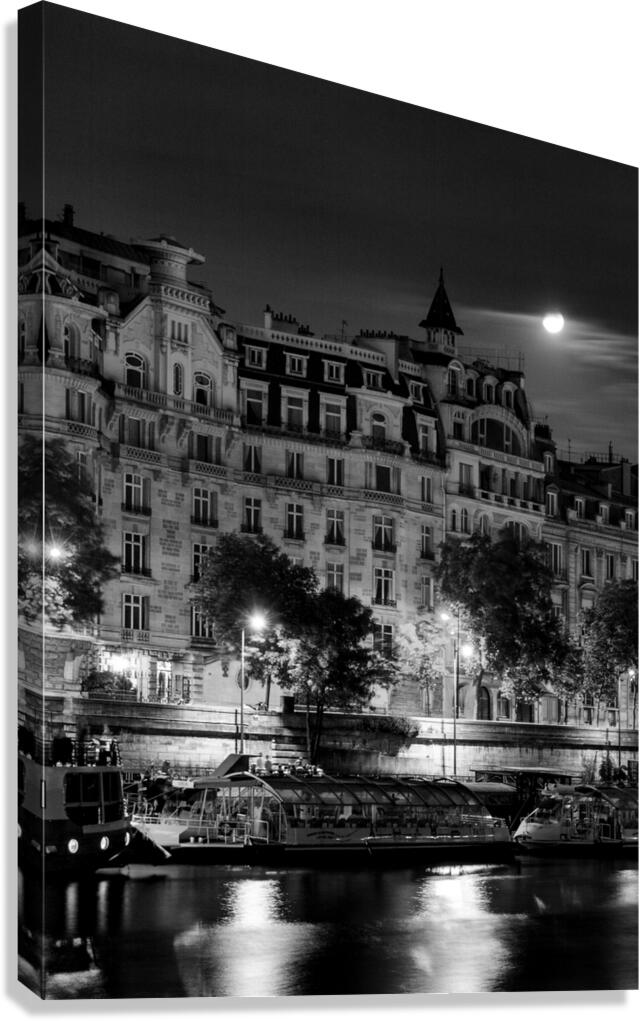 hotel seine at night  vertical 2448 Hotel 13k Canvas Print
