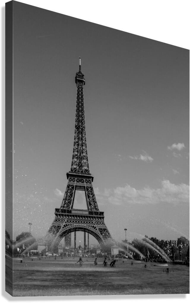 eiffel tower from trocadero gardens warsaw founta Canvas Print