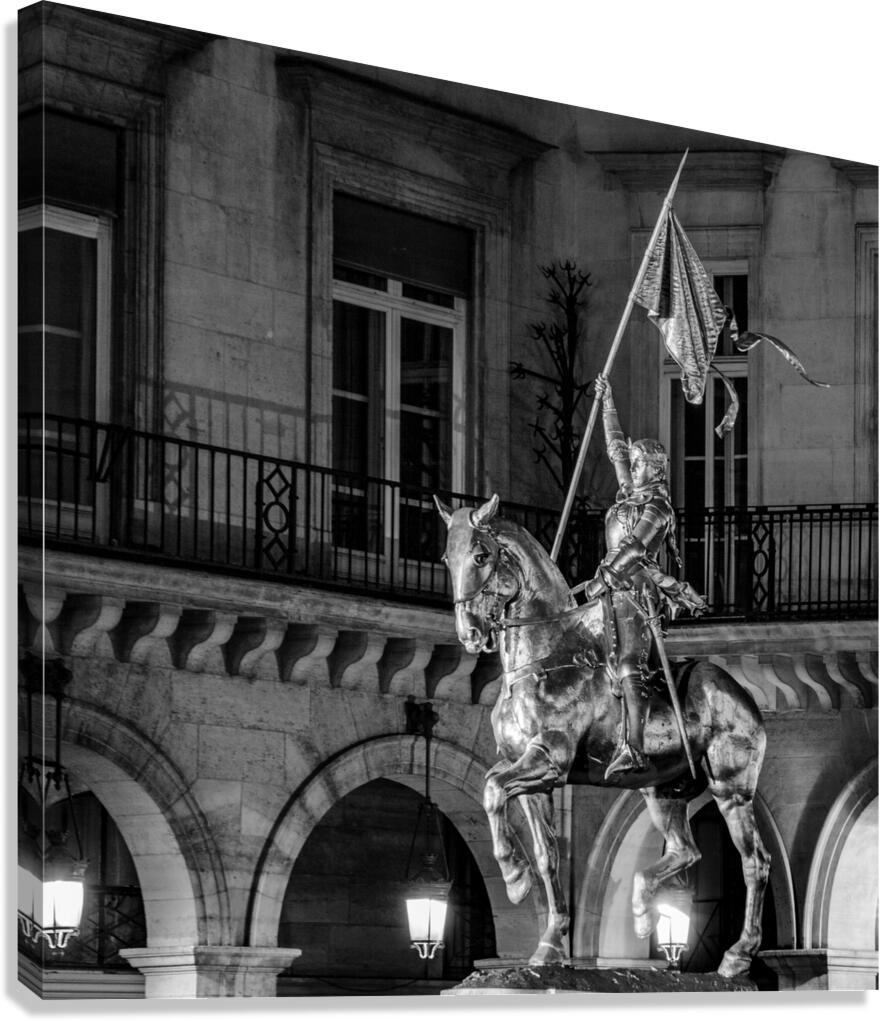 gold joan of arc statue near the louvre  square 2 Canvas Print