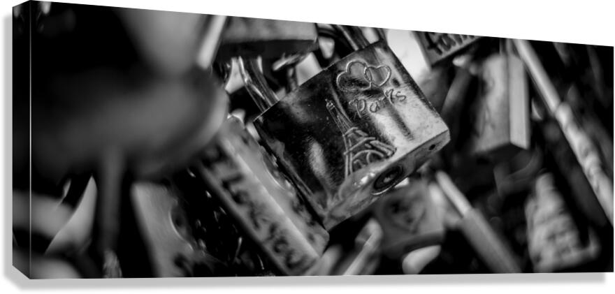 paris love locks  panoramic 2452 Locks 13k Canvas Print