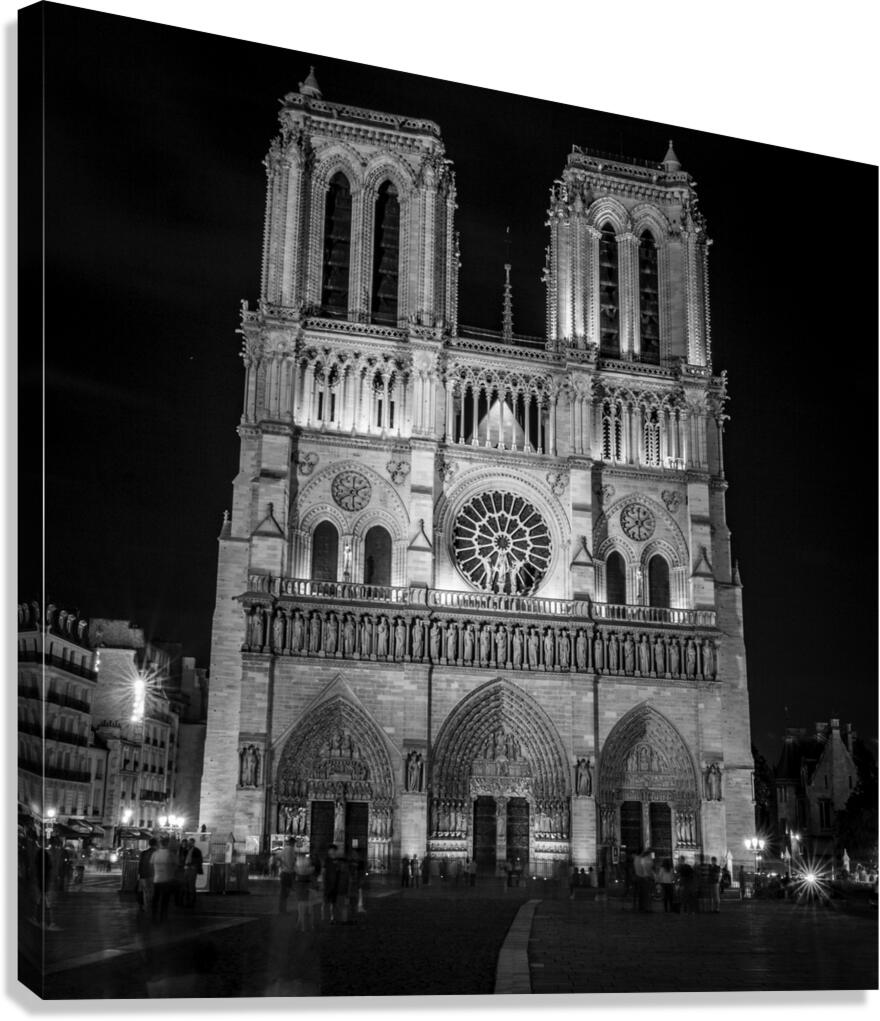 paris notre dame cathedral at night  square 3451 Canvas Print