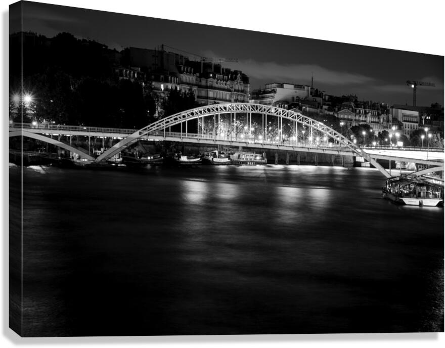pedestrian bridge over river seine  horizontal 24 Canvas Print