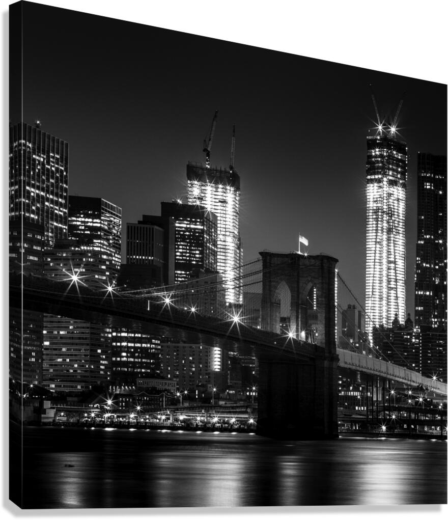 brooklyn bridge freedom tower night  square 1390 Canvas Print
