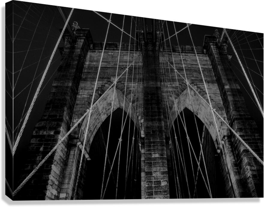 cable web brooklyn bridge night  horizontal 390 W Canvas Print