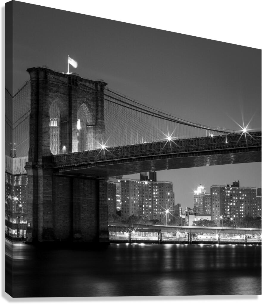 brooklyn bridge at night  square 1409 Bridge 13k. Canvas Print
