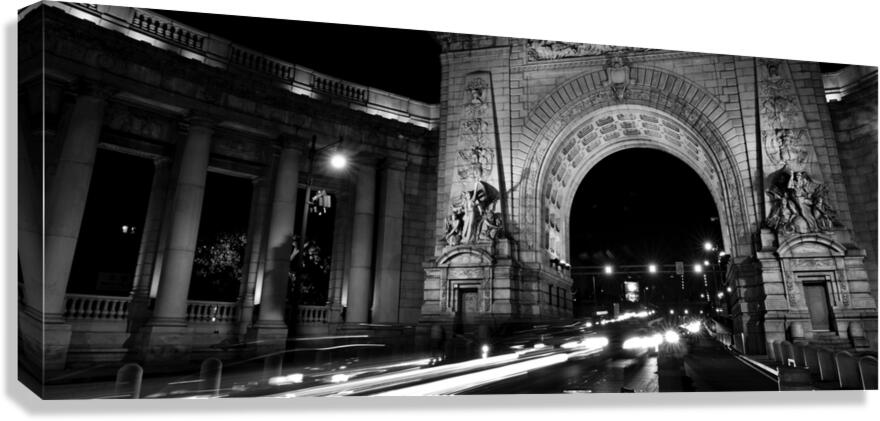 manhattan bridge arch grand entrance  panoramic 1 Canvas Print