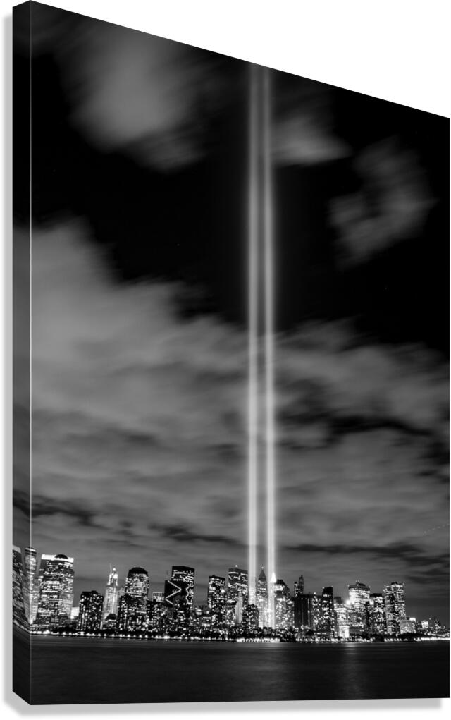 nyc skyline september 11 lights  vertical 388 Val Canvas Print