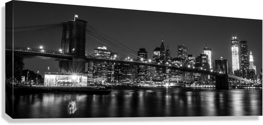 new york city skyline from brooklyn  panoramic 36 Canvas Print