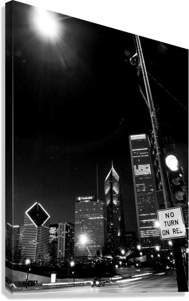 chicago skyline at night from columbus drive  ver Canvas Print