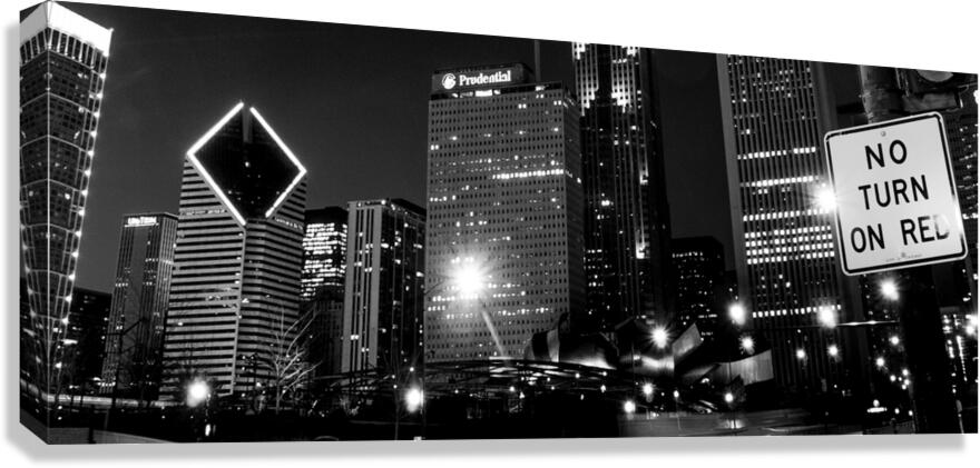 chicago skyline at night from columbus drive  pan Canvas Print