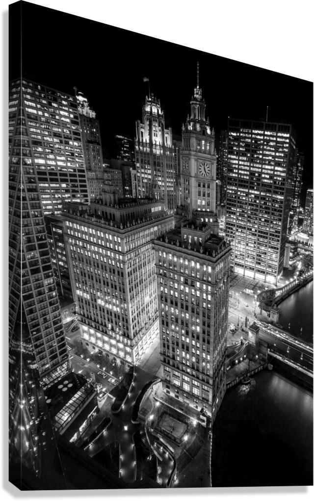 downtown chicago at night  vertical 2567 Deluxe 1 Canvas Print