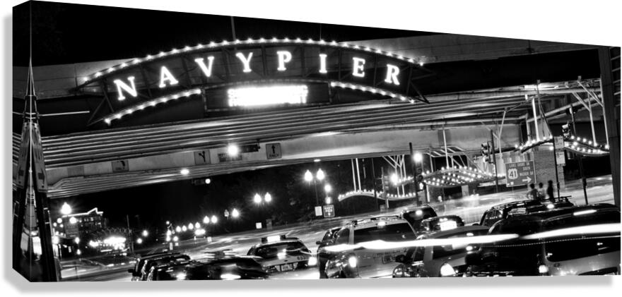 navy pier sign at night  panoramic 76 Pier 13k.jp Canvas Print