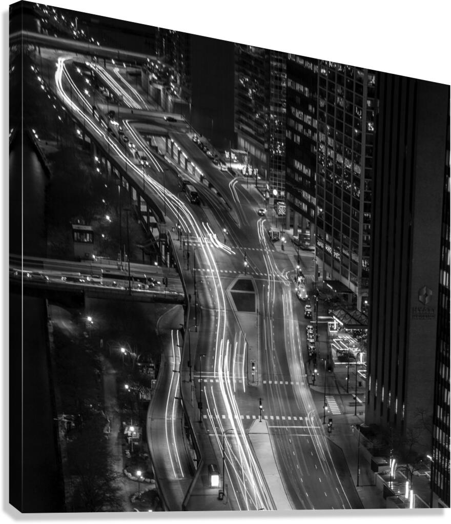 rush hour traffic on wacker drive at night  squar Canvas Print