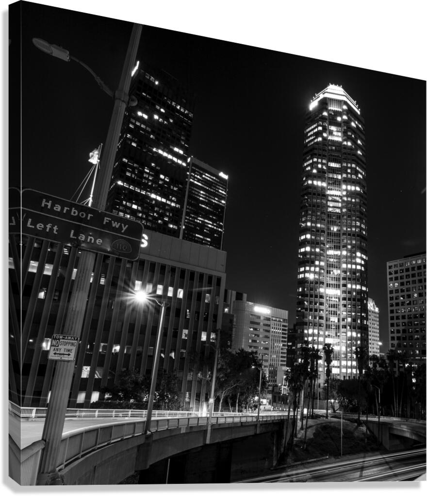 6th street at the 110 downtown la skyline at nigh 1708173477.8501 Canvas Print