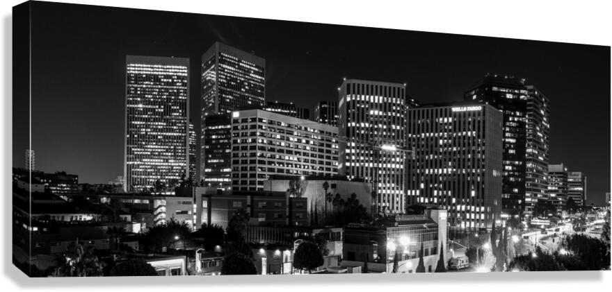 century city skyline at night  panoramic 2599 Mer Canvas Print