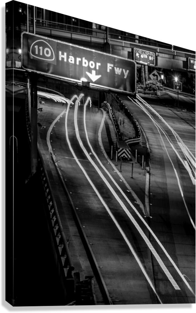 harbor freeway exit ramp sign in LA  vertical 216 Canvas Print