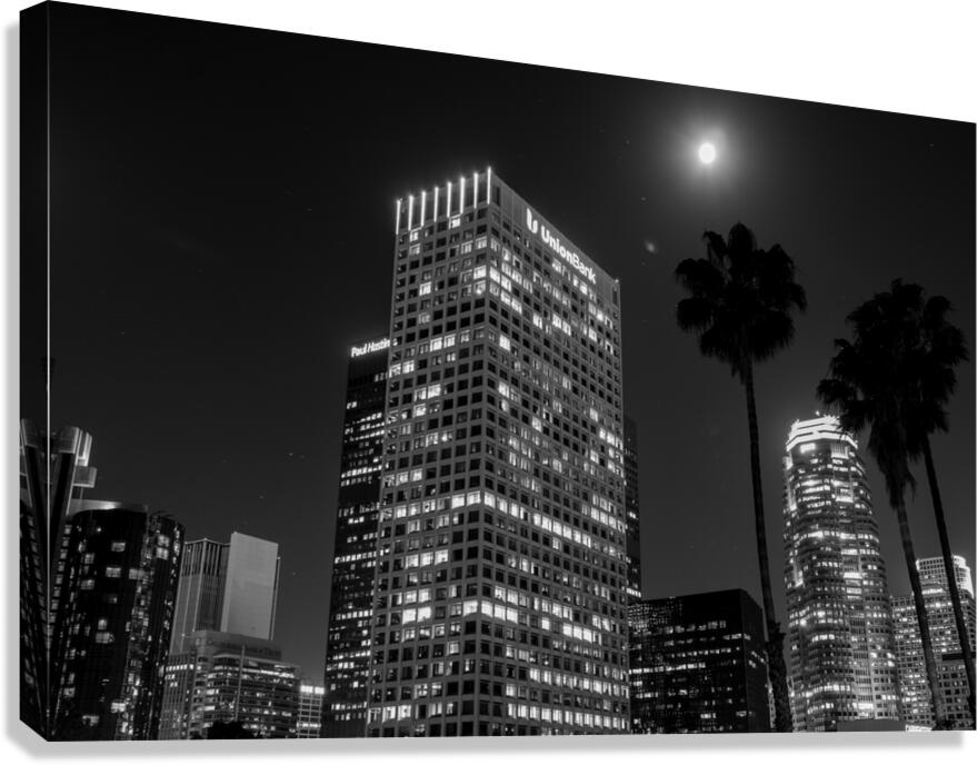 full moon over downtown los angeles  horizontal 2 Canvas Print