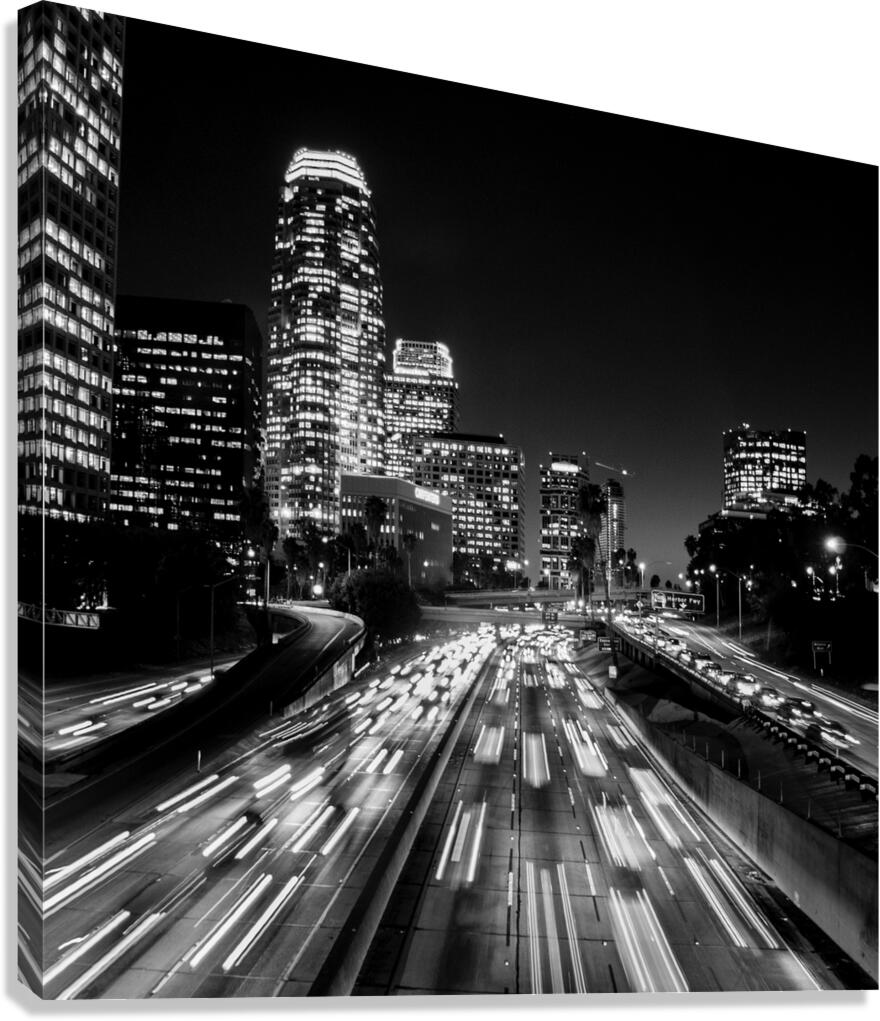 los angeles skyline harbor freeway  square 215 Fr Canvas Print