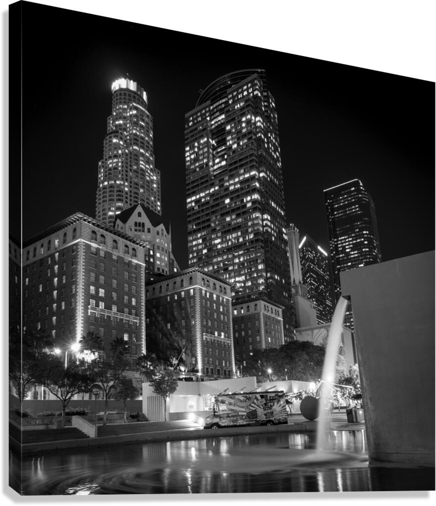 pershing square LA skyline at night  square 2592 Canvas Print