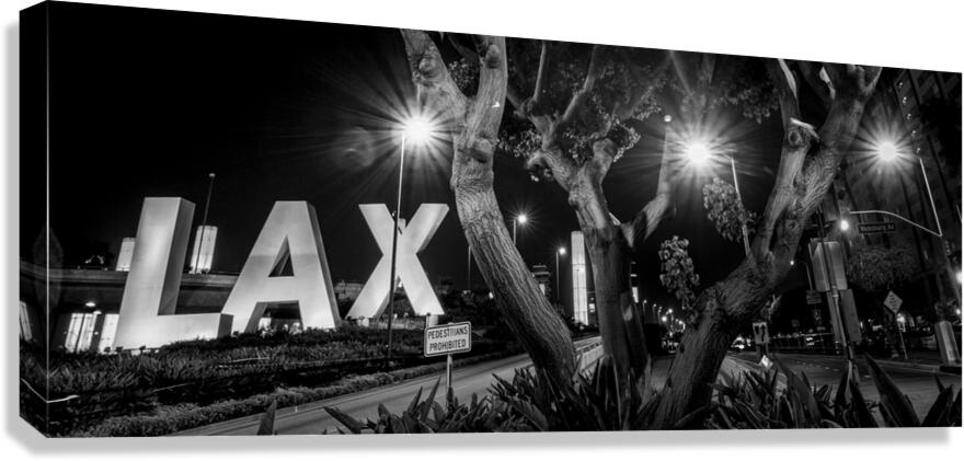 the LAX sign at night  panoramic 2176 Lax 2 13k.j Canvas Print