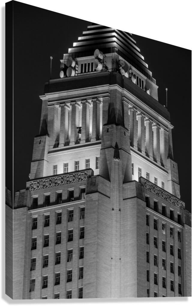 top of los angeles city hall  vertical 2190 Pinna Canvas Print