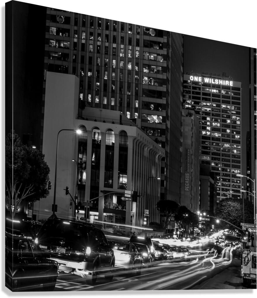 wilshire boulevard and figueroa at night  square Canvas Print