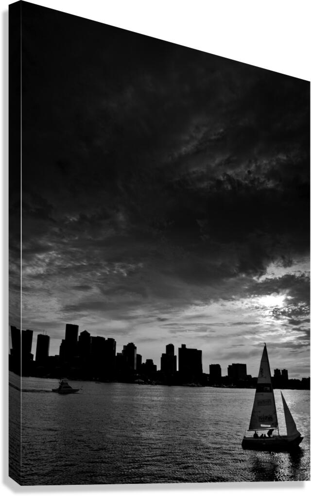 sail boat boston harbor  vertical 1247 Sail 13k.j Canvas Print