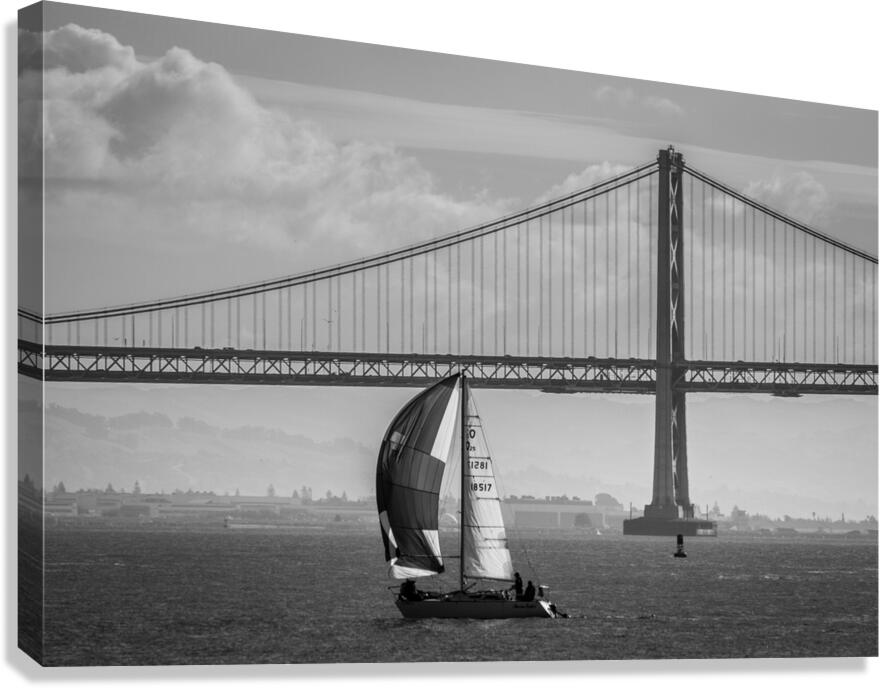 bay bridge and full sail boat  horizontal 2766 Br Canvas Print