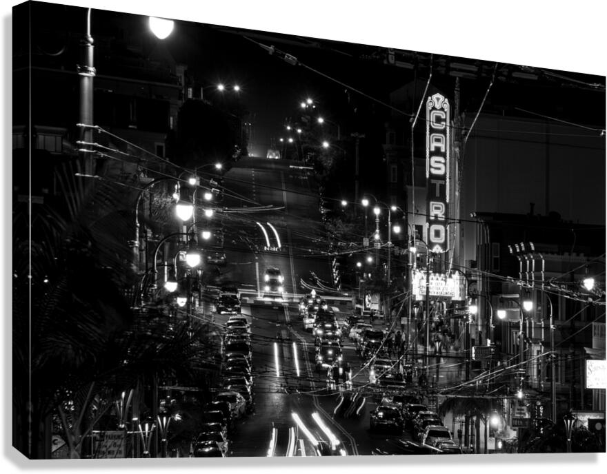 castro theater night  horizontal 2768 Castro 13k. Canvas Print