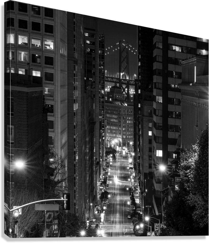 california street bay bridge night  square 2767 C Canvas Print