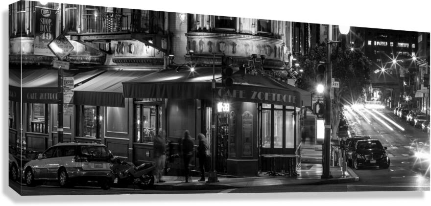 cafe zoetrope at night francis ford coppola  pano Canvas Print