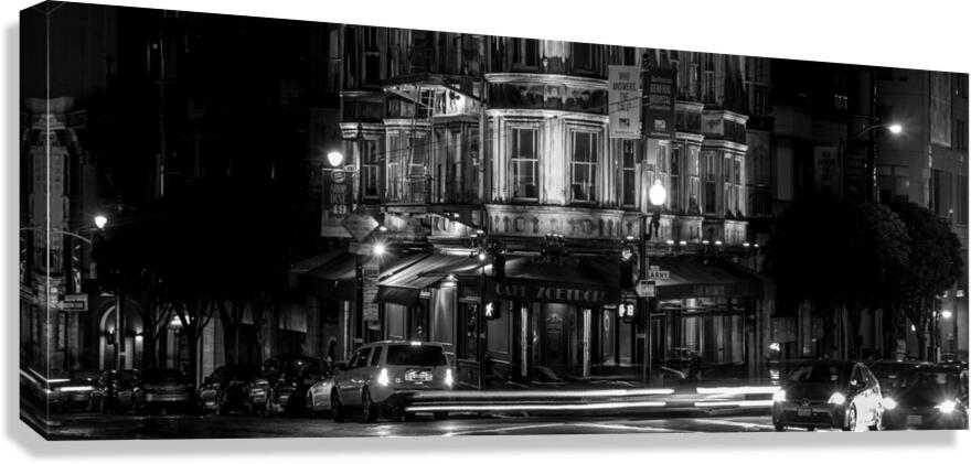 cafe zoetrope columbus drive kearny night  panora Canvas Print