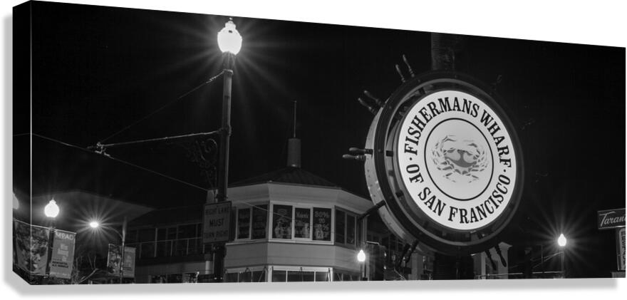 fishermans wharf night  panoramic 2825 Fisherman Canvas Print