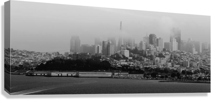 downtown san francisco under fog  panoramic 2836 Canvas Print