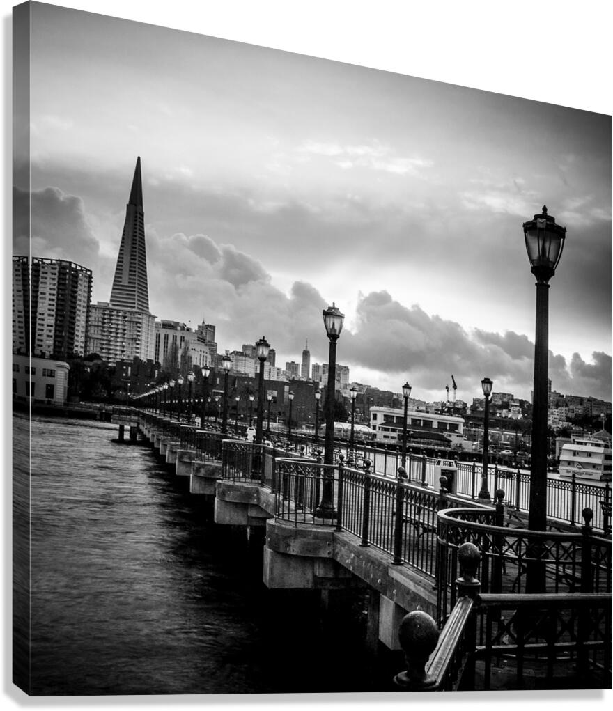 gas lamps pier 7  square 500 Gaslight 13k Canvas Print