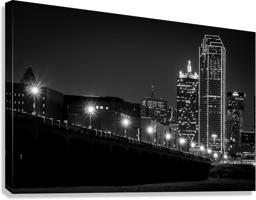 commerce street dallas texas at night  horizontal Canvas Print