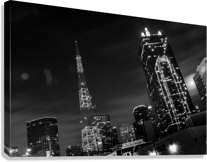 downtown dallas full moon  horizontal 2121 Pepper Canvas Print