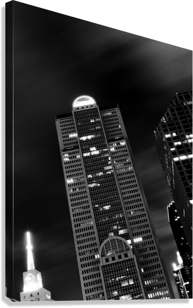 comerica building at night  vertical 771 Comerica Canvas Print