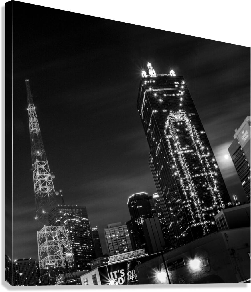 downtown dallas full moon  square 2121 Pepper 13k Canvas Print