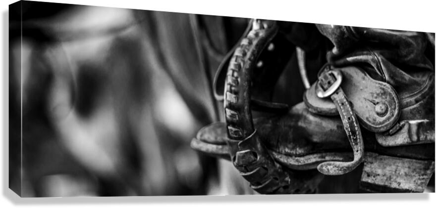 texas cowboy boot in stirrup  panoramic 818 Stirr Canvas Print