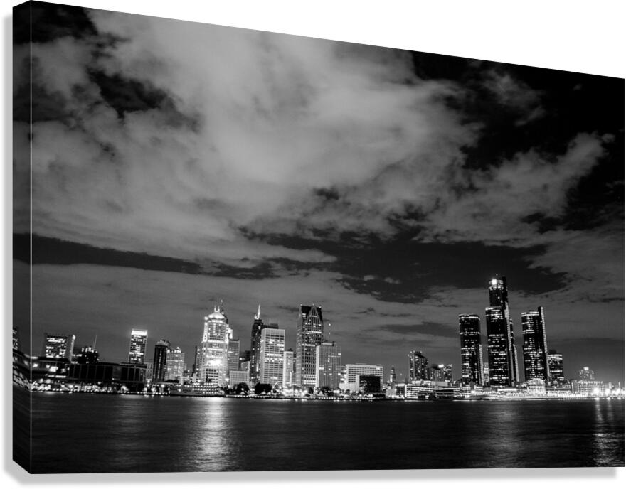 detroit skyline from windsor ontario  horizontal Canvas Print