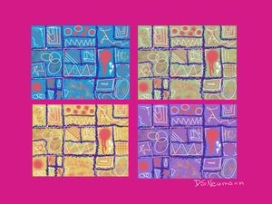 4 Squares In Deep Pink