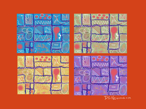 4 Squares In Red Orange